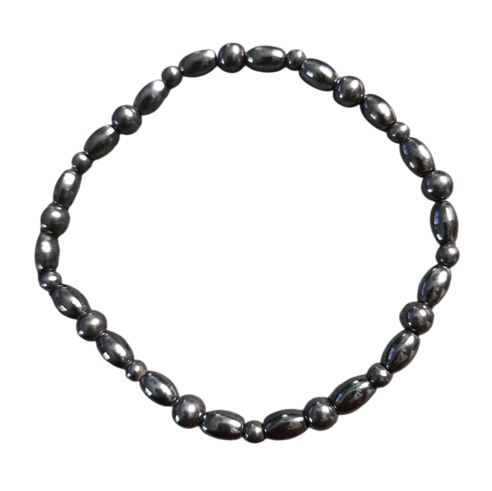 Hematite Beaded Black Stretch Bracelet
